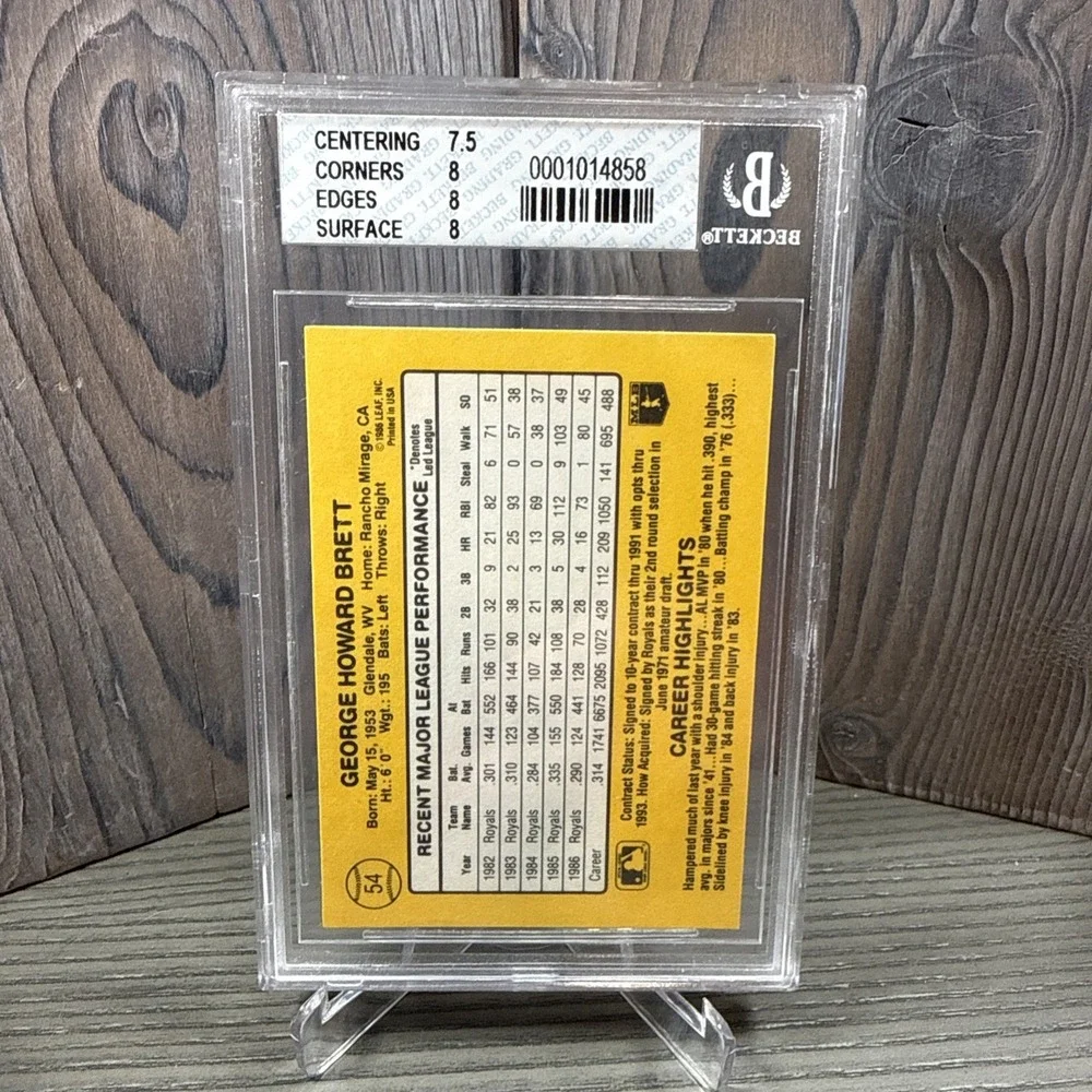 1987 Donruss #54 George Brett BGS‎ 8 Kansas City Royals